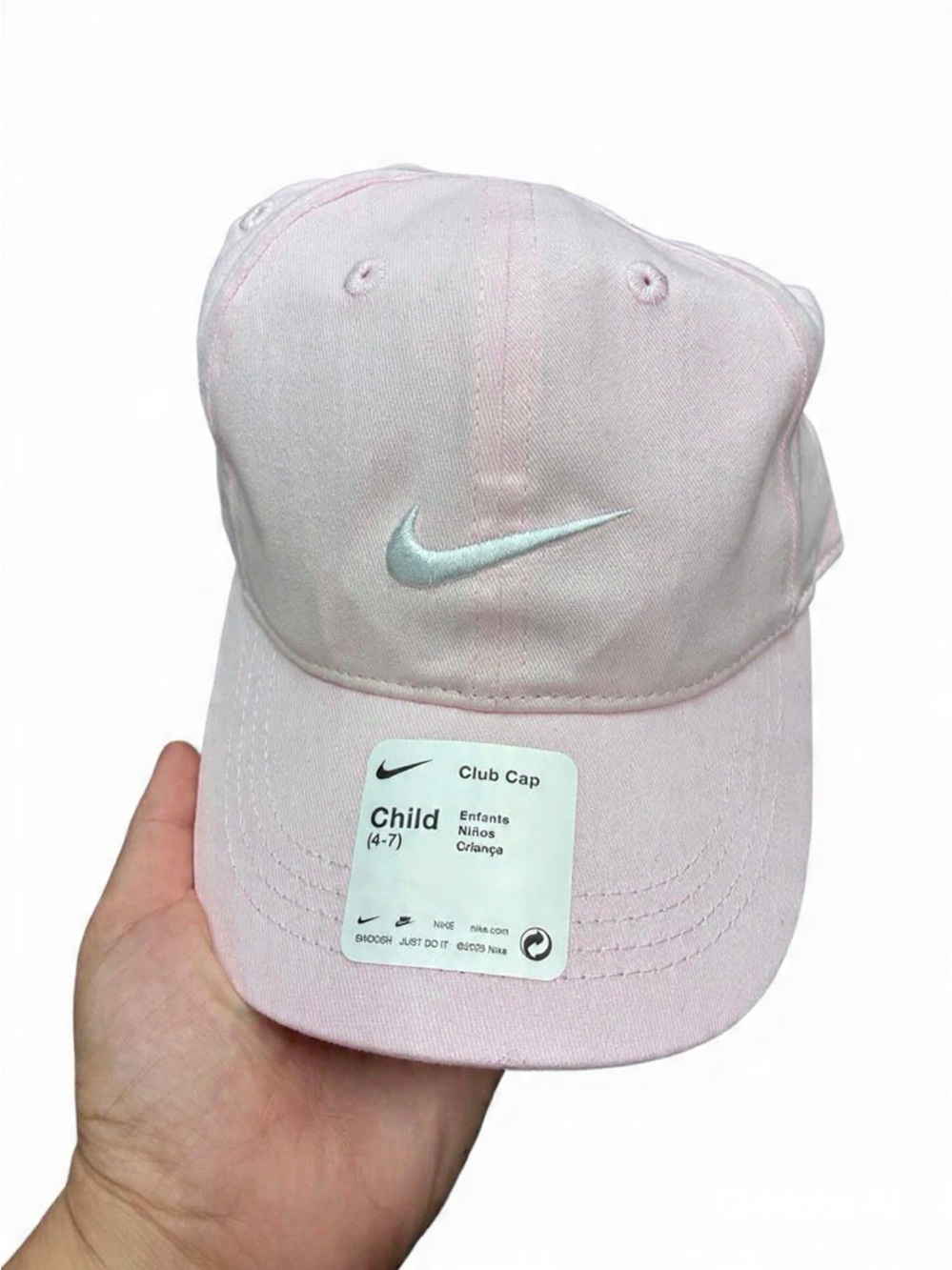 Nike Kids Light Pink Club Cap with White Swoosh